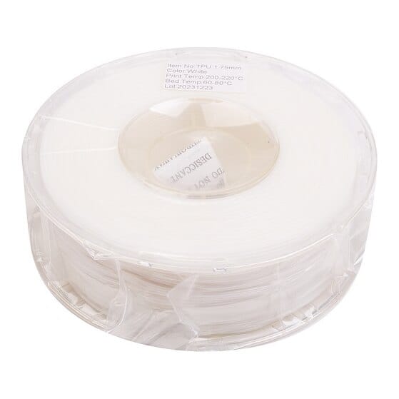 3D spausdinimo plastikas TPU, 1,75 mm, 1kg, baltas
