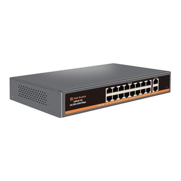 PoE šakotuvas 16x 100Mbps PoE + 2x Gigabit UPLINK, 250 W