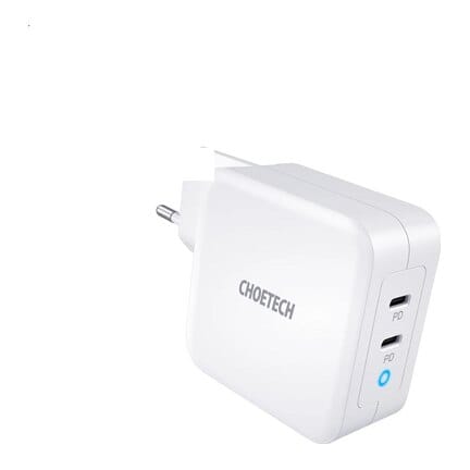 USB-C įkroviklis nešiojamam kompiuteriui ir telefonui CHOETECH GaN 2xUSB Type-C, 100 W, PD