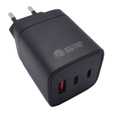USB-C įkroviklis nešiojamam kompiuteriui ir telefonui GaN 2x USB Type-C, USB Type-A, 65 W, PPS