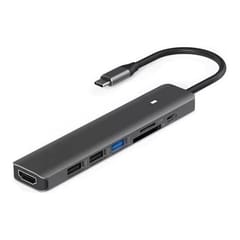 Adapteris USB Type-C - HDMI, 3x USB Type-A, SD, TF, USB Type-C PD100 W