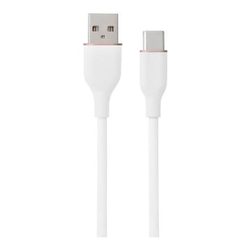 Silikoninis kabelis USB Type-A - Type-C (baltas, 2m)