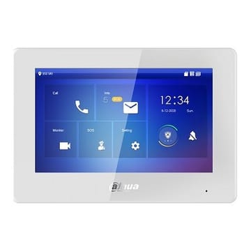 IP domofono monitorius su WIFI, 7 col. 1024x600, galimybė pajungti dviem laidais, PoE, baltas