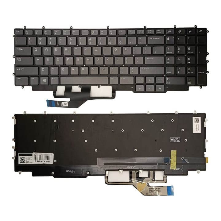 Nešiojamo kompiuterio klaviatūra Dell G7 17 7700, su spalvotu pašvietimu, US
