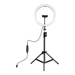 LED žiedinė lempa 30cm, su trikoju stovu iki 1.1m ir telefono laikikliu, USB