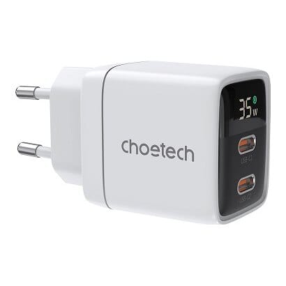 Kroviklis CHOETECH GaN 2xUSB Type-C: 35 W, PD