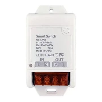 Tuya išmanusis 1 kanalo jungiklis, Wi-Fi, 30 A, AC 100–240 V, 6600 W