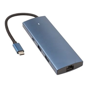 Adapteris USB Type-C - HDMI, LAN, 3x USB Type-A, 1x USB Type-C, PD100 W, SD+TF