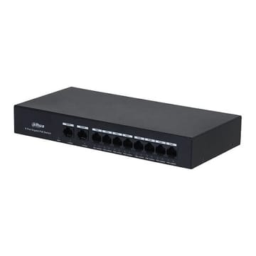 PoE šakotuvas 8*1000Mbps PoE portai ir 2 Uplink 1000Mbps, Port(1-8)-30 W, Total-65 W