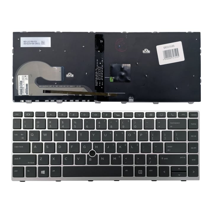 Nešiojamo kompiuterio klaviatūra HP EliteBook 840 G5 846 G5 745 G5 (sidabrinė, su apšvietimu)