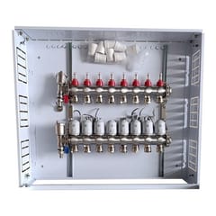 Grindinio šildymo kolektorius 8 kontūrų su terminėmis pavaromis NC AC230 V ir debitomačiais
