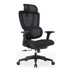 Reguliuojama ergonominė biuro kėdė su galvos ir juosmens atramomis, juoda