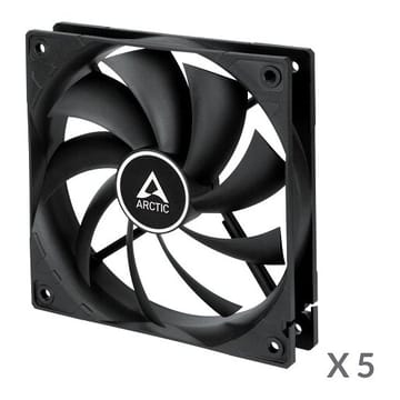 ARCTIC F12 PWM korpuso ventiliatoriai, 4-pin, 120 mm, juodi, 5 vnt.