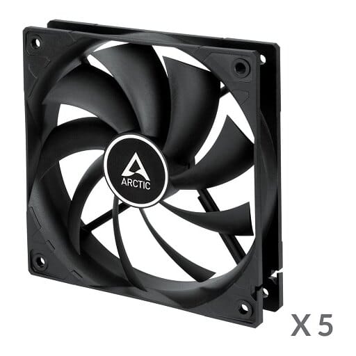 ARCTIC F12 PWM korpuso ventiliatoriai, 4-pin, 120 mm, juodi, 5 vnt.