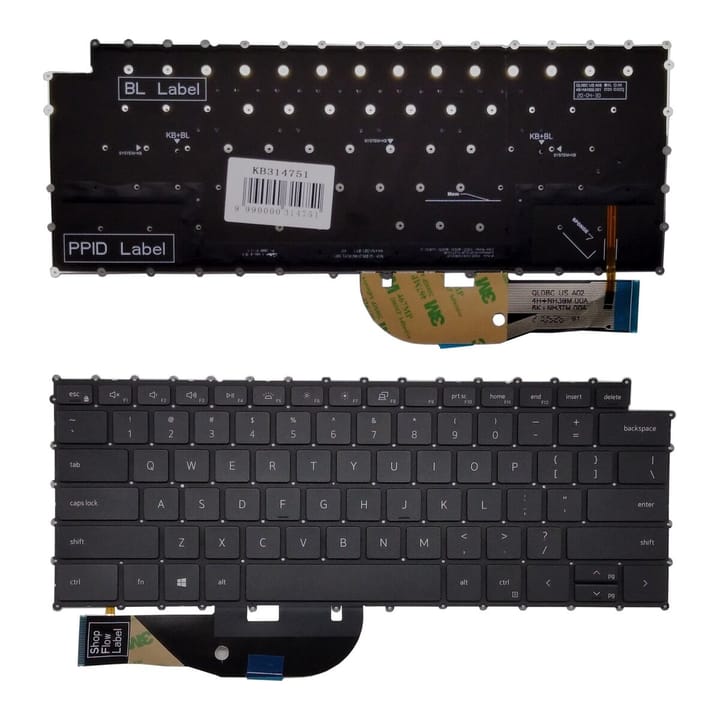 Nešiojamo kompiuterio klaviatūra Dell XPS 9500, su pašvietimu, US