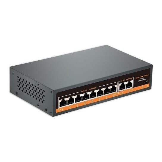 PoE šakotuvas 8x100Mbps PoE + 2x Gigabit UPLINK, 120 W