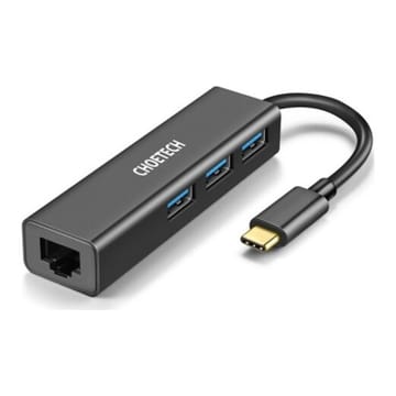 Adapteris CHOETECH USB Type-C - 1x RJ-45, 3x USB Type-A