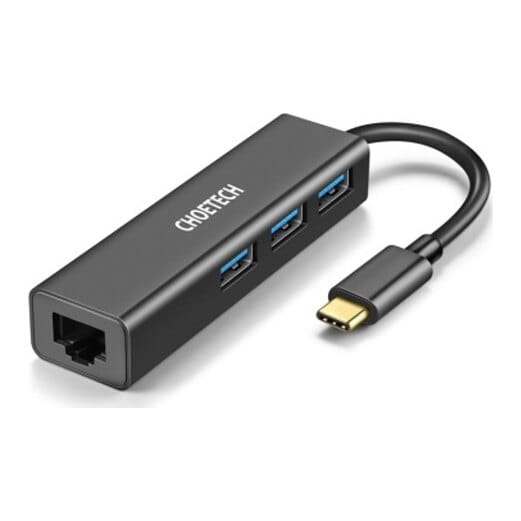 Adapteris CHOETECH USB Type-C - 1x RJ-45, 3x USB Type-A