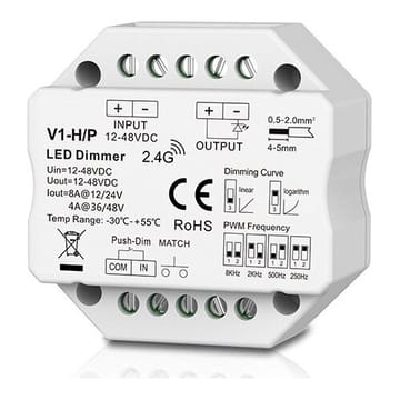 V1-H/P nuolatinės įtampos valdiklis, 12–48 V, 1x 8 A, Push-Dimm