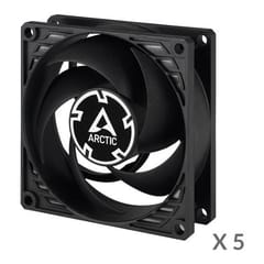 ARCTIC P8 Silent ypač tylūs korpuso ventiliatoriai, 3-pin, 80 mm, juodi, 5 vnt.