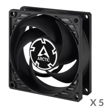 ARCTIC P8 Silent ypač tylūs korpuso ventiliatoriai, 3-pin, 80 mm, juodi, 5 vnt.
