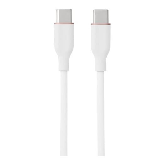 Silikoninis kabelis USB Type-C - Type-C, 60 W (baltas, 2m)