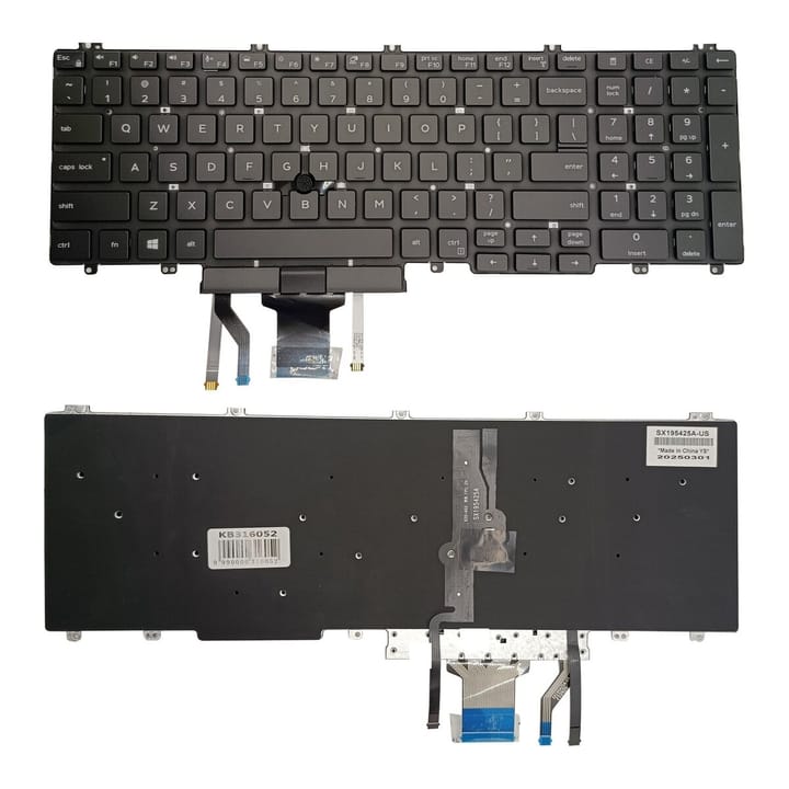 Nešiojamo kompiuterio klaviatūra Dell Latitude 5500, su pašvietimu ir „trackpoint“