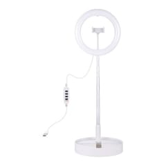 LED žiedinė lempa 26cm, su stovu iki 138cm, su telefono laikikliu, USB
