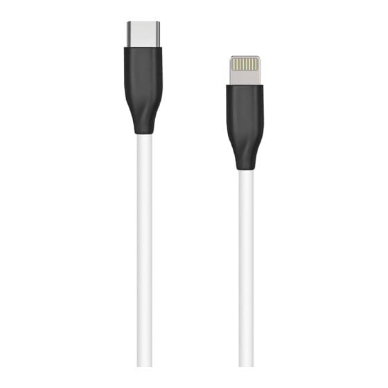 Silikoninis kabelis USB Type C- Lightning, 2m (baltas)