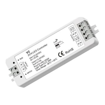 V2 valdiklis-imtuvas 12–24 V, 2x5 A