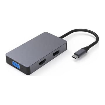 Adapteris USB Type-C - 2x HDMI, 1x VGA, 1x USB Type-A, 1x USB Type-C PD60 W