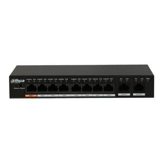 PoE šakotuvas 8*100Mbps PoE portai ir 2 Uplink 1000Mbps, Total-96 W, BT 90 W