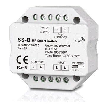 SS-B vieno kanalo 230 V valdiklis be pritemdymo funkcijos + Push Key