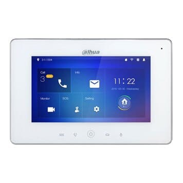 IP domofono monitorius su WIFI, 7 col. 1024x600,Micro SD kortelės prievadas,PoE(802.3af) baltas, SIP