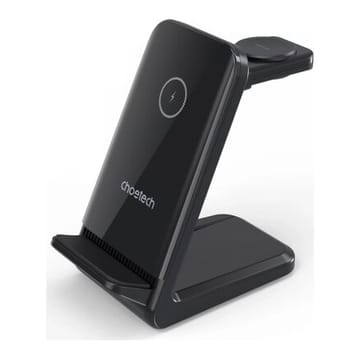 Belaidis įkroviklis CHOETECH, 15 W, 3in1, juodas su stovu