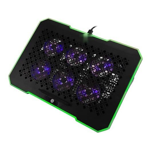 Nešiojamojo kompiuterio aušinimo stovas, su 6 RGB ventiliatoriais, 5 padėčių
