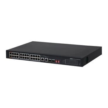 PoE šakotuvas 24-Portų, PoE+, uplink 2-Port RJ45 + 2-Port SFP, 240 W