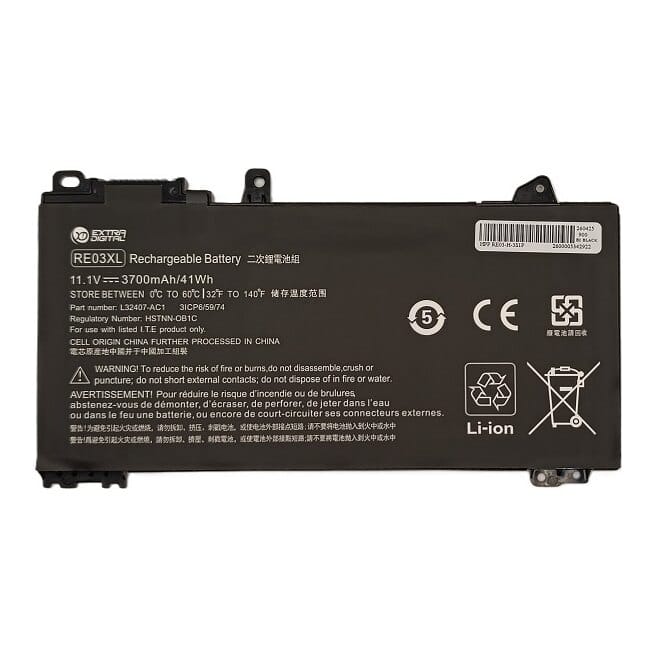 Suderinama nešiojamo kompiuterio baterija HP RE03XL, 3700 mAh