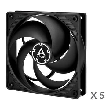 ARCTIC P12 korpuso ventiliatoriai, 3-pin, 120 mm, 5vnt., juodi