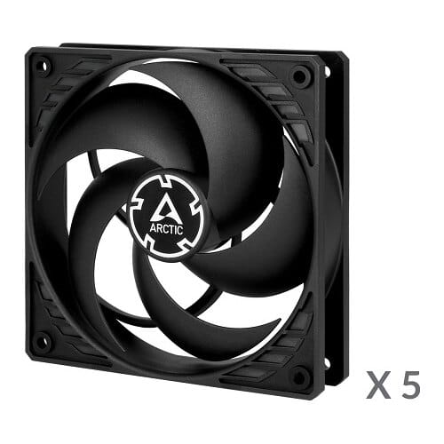 ARCTIC P12 korpuso ventiliatoriai, 3-pin, 120 mm, 5vnt., juodi