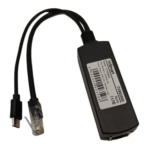 PoE 10/100M spliteris 10 W, USB-C 5 V 2 A