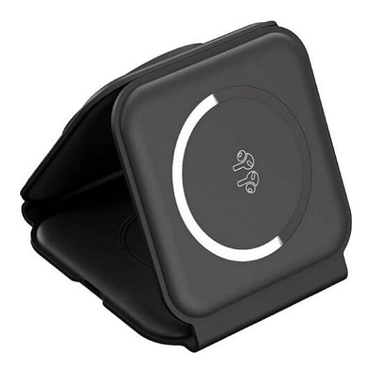 Belaidis įkroviklis CHOETECH, 15 W, 3in1, magnetinis, lankstomas, juodas