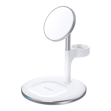 Belaidis įkroviklis CHOETECH, 15 W, 3in1, magnetinis, baltas su stovu