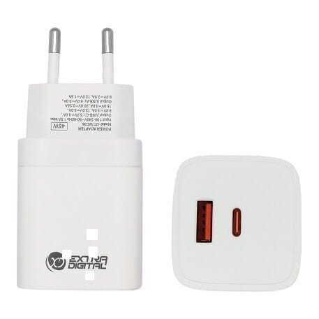 USB-C įkroviklis nešiojamam kompiuteriui ir telefonui GaN USB Type-C, USB Type-A, 45 W, PPS