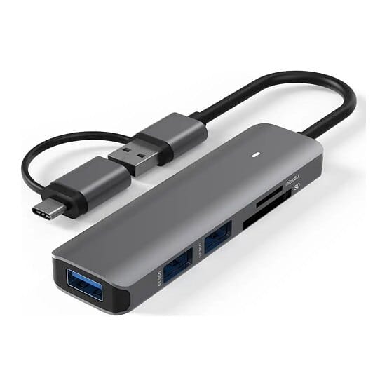 Adapteris USB 3.0 - 3 x USB 3.0, SD, TF