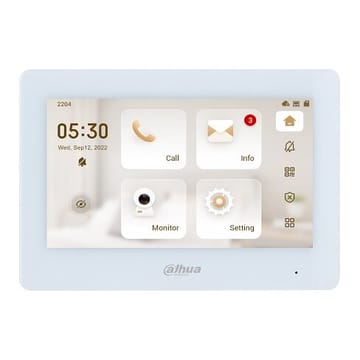 IP domofono monitorius 7 col. Wi-Fi,1024x600,Micro SD kortelės prievadas,PoE(802.3af) baltas, SIP