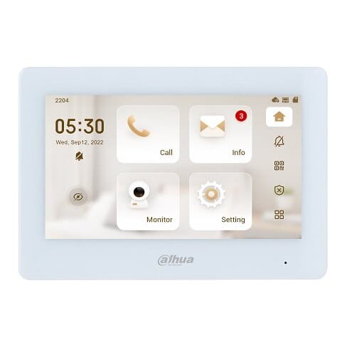 IP domofono monitorius 7 col. Wi-Fi,1024x600,Micro SD kortelės prievadas,PoE(802.3af) baltas, SIP