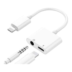 Dvigubas adapteris iPhone Lightning - 3,5 mm ausinėms ir krovikliui