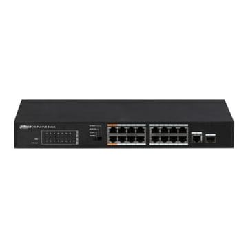 PoE šakotuvas 100Mbps 16portu+1G uplink + 1SFP, PoE iki 250, Hi-PoE