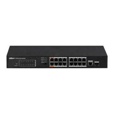 PoE šakotuvas 100Mbps 16portu+1G uplink + 1SFP, PoE iki 250, Hi-PoE